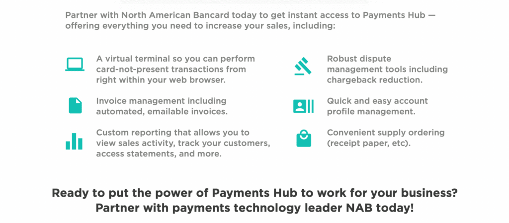 All of the features of the payments hub