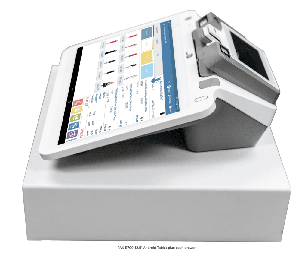 PAX E700 With Cash Drawer Side View PayAnywhere Smart POS System 
