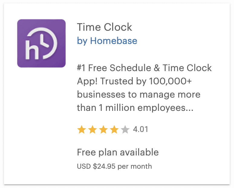 Time Clock for employees by Homebase Clover App Market