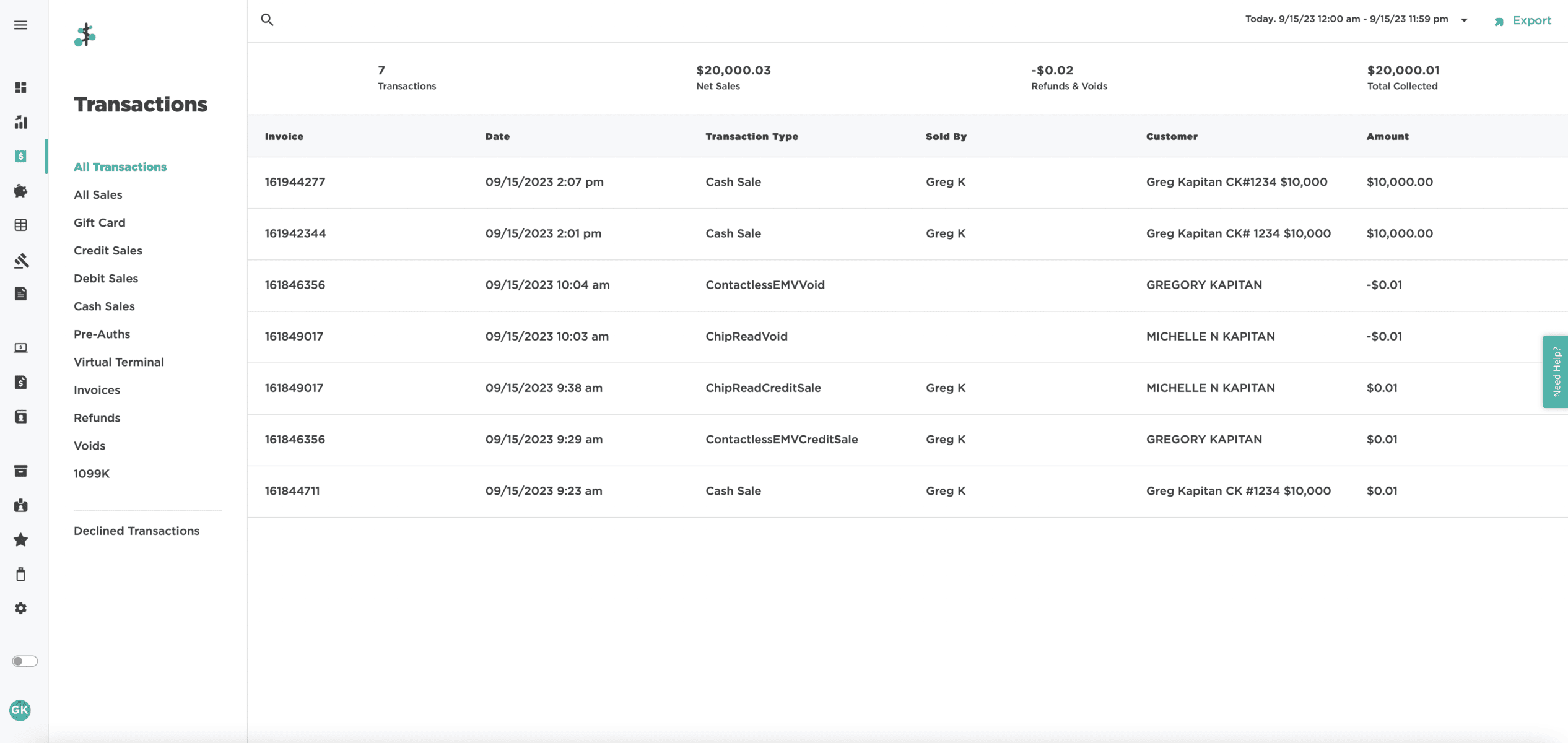 Payments Hub Transactions