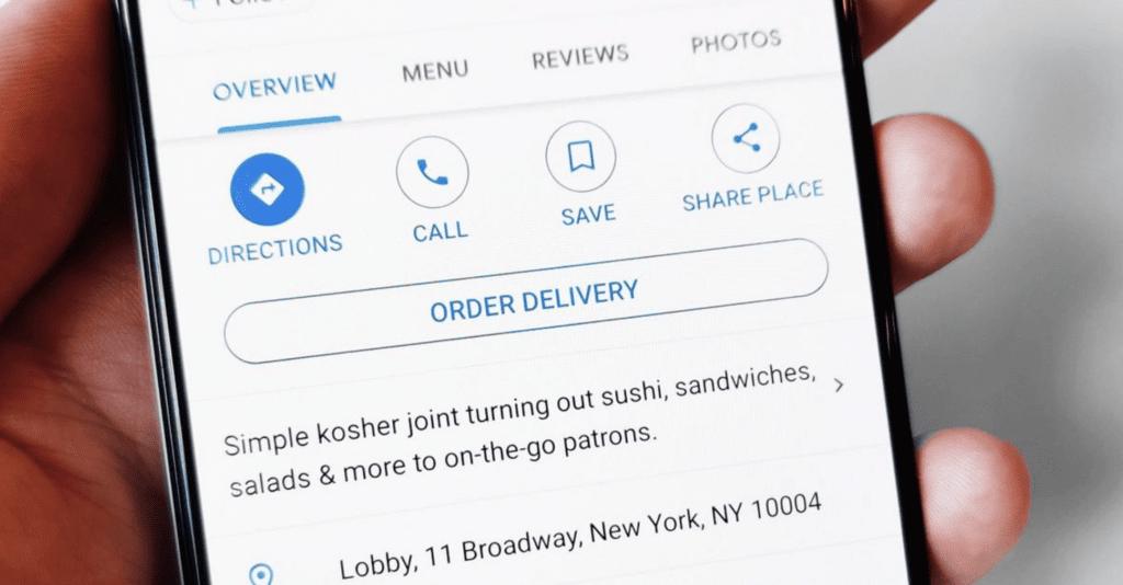 Google Order Delivery Option