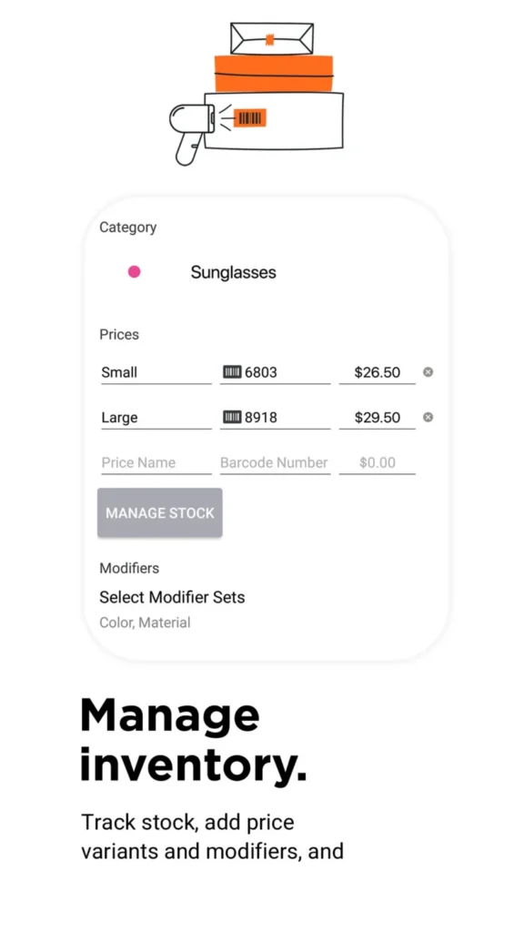 Payanywhere app manage Inventory