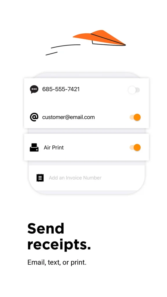 Payanywhere app send receipts