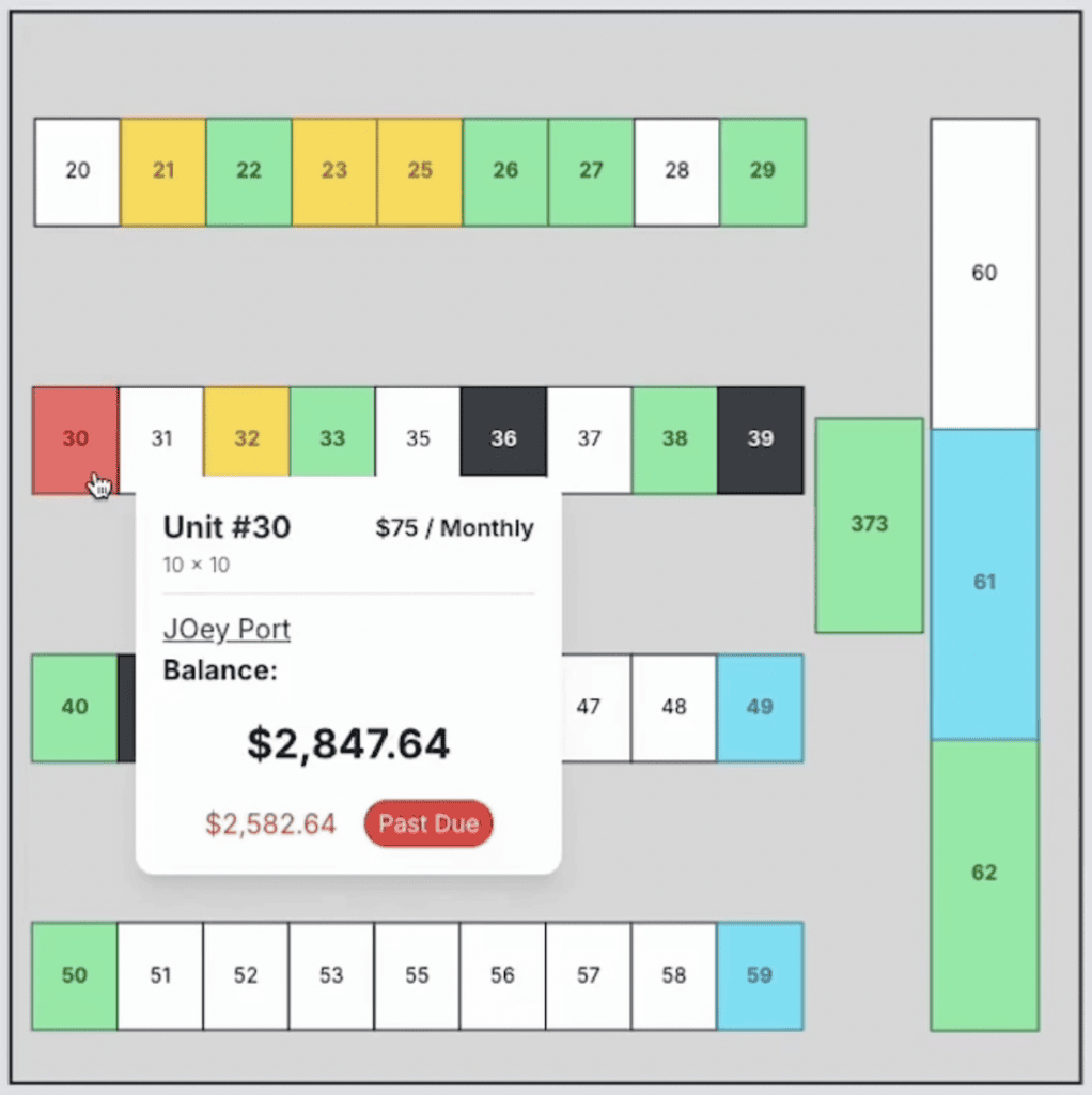 Rental unit chard self storage management software