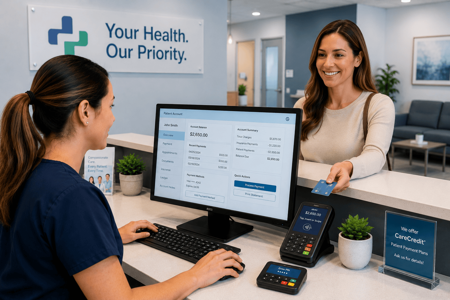 No Cost Payment Processing Credit Card Terminals Healthcare Practices with Dual Pricing and Customer