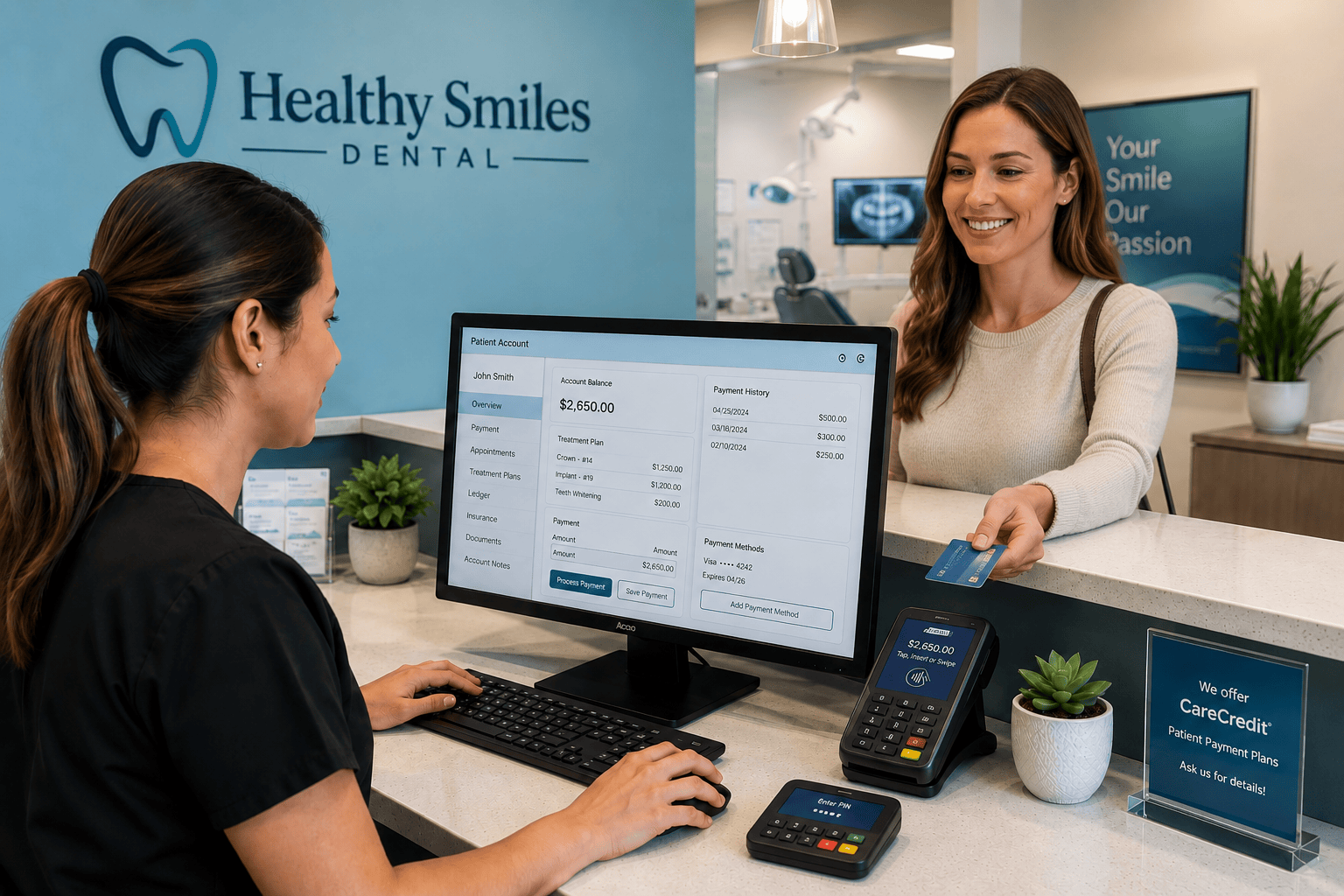 No Cost Payment Processing Terminals for Dental Practices with Dual Pricing Customer and Office Manager
