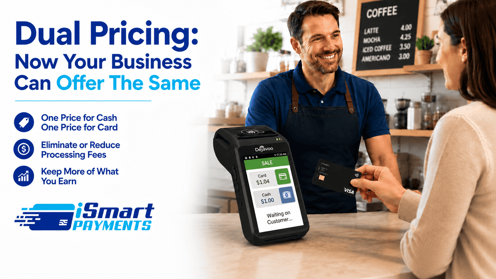 Image of Dual Pricing Credit Card Processing from iSmart Payments with Merchant and Customer