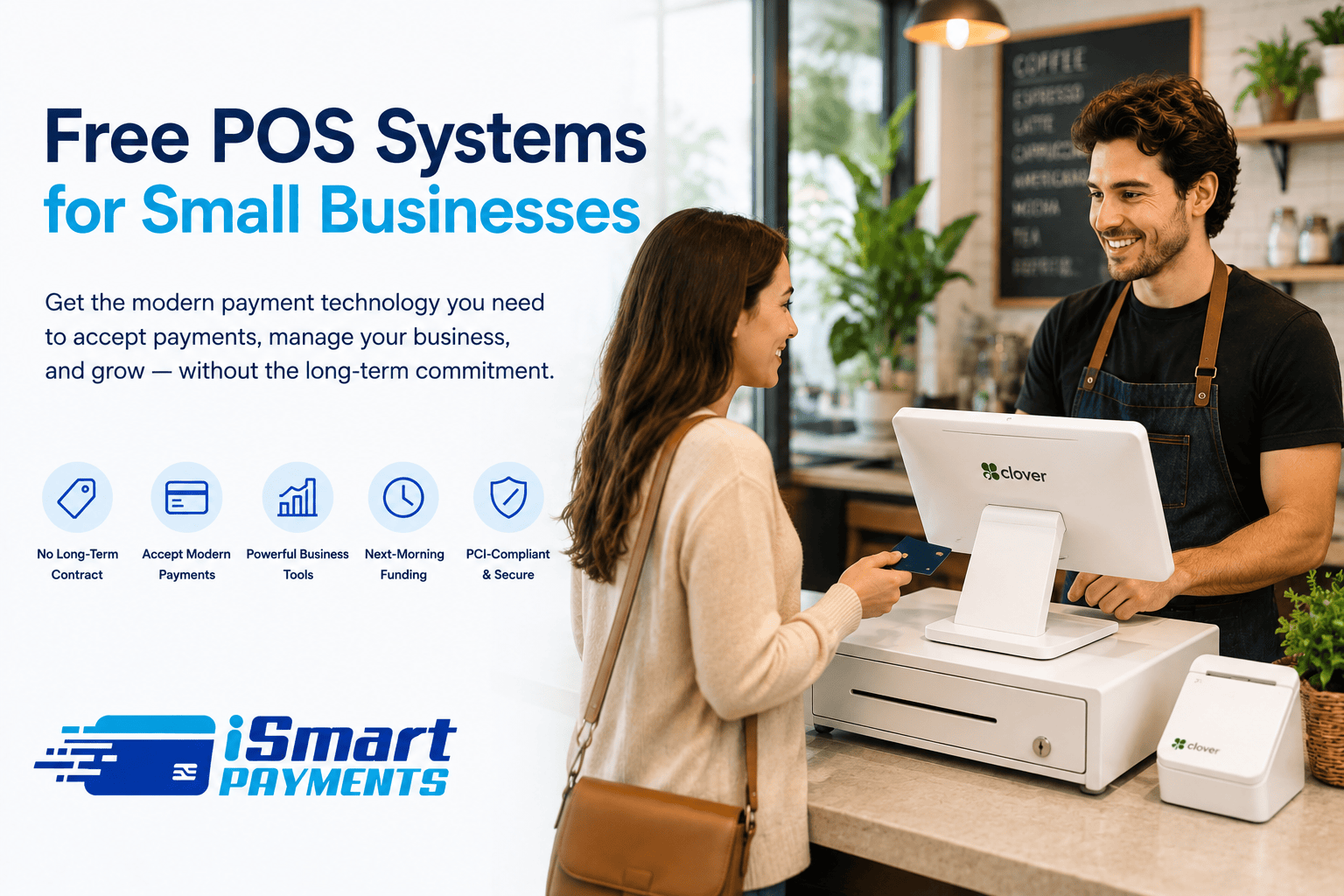 Image of a Free POS System for Small Businesses from iSmart Payments with Customer and Merchant