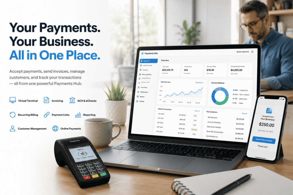 An image of Payments Hub Online Virtual Terminal from iSmart Payments and North