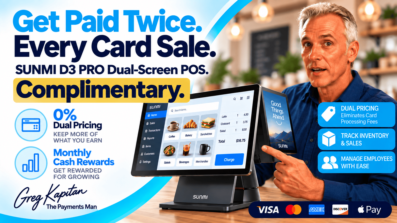 Image of a SUNMI D3 Pro POS System with Cash Rewards from iSmart Payments