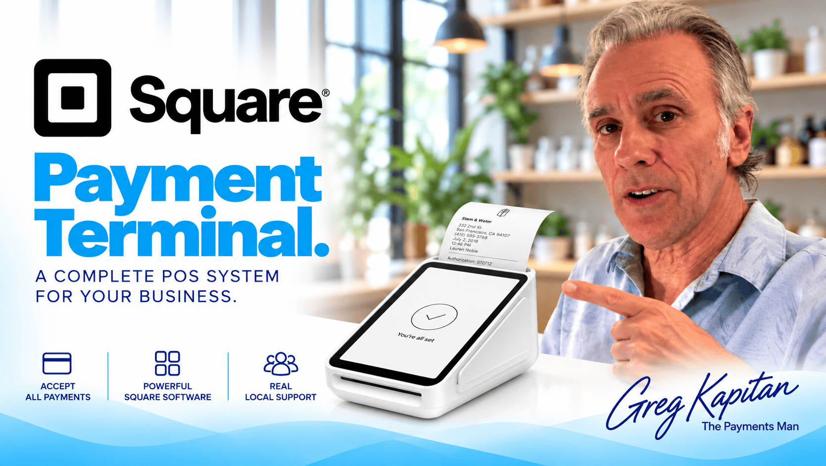 Image of a Square Payment Terminal from iSmart Payments and Greg Kapitan