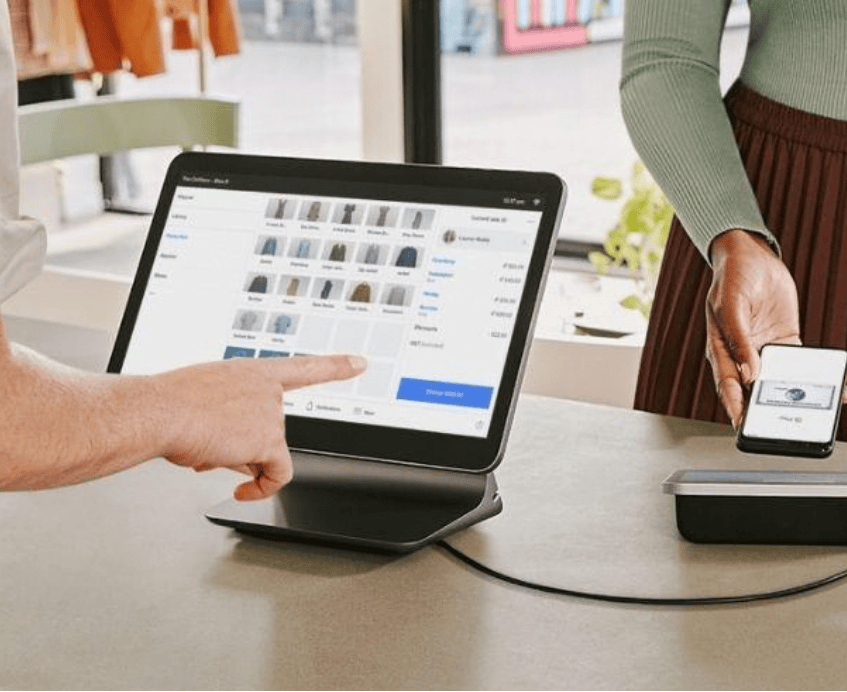 Image of a Square Register with tap to pay from iSmart Payments