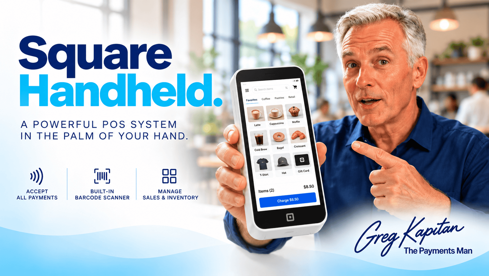 image of a square handheld pos system from ismart payments