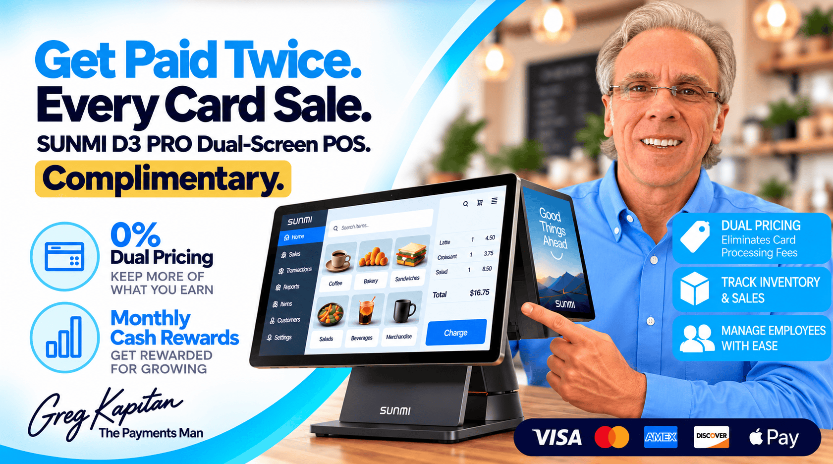 Image of a SUNMI D3 Pro POS System with Cash Rewards from iSmart Payments