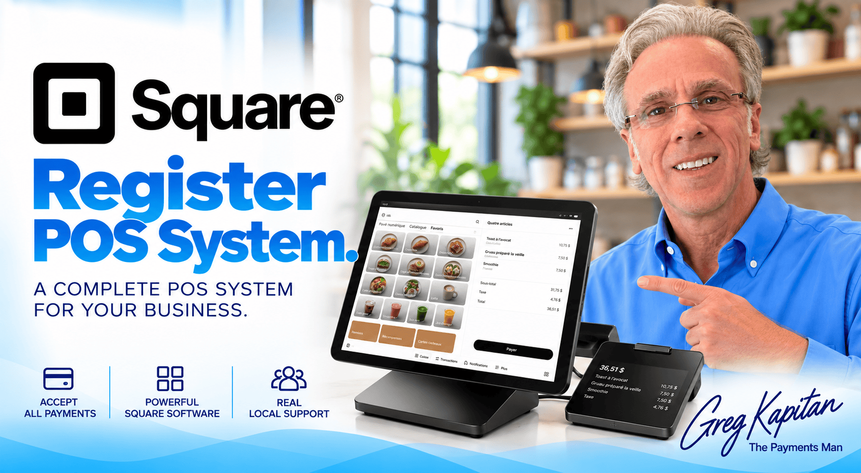 Image of a Square Register from iSmart Payments with Greg Kapitan the Payments Man